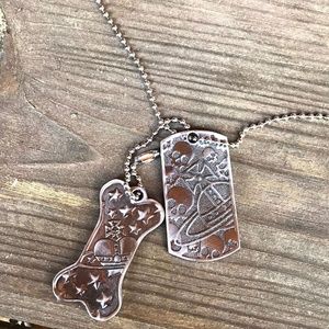 Vivienne Westwood Gunmetal Dog Tag Set Necklace